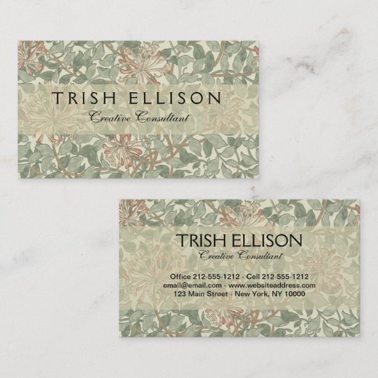 William Morris Honeysuckle Green Visitenkarte (Vorne/Hinten)