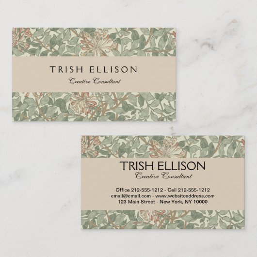 William Morris Honeysuckle Green Visitenkarte (Vorne/Hinten)