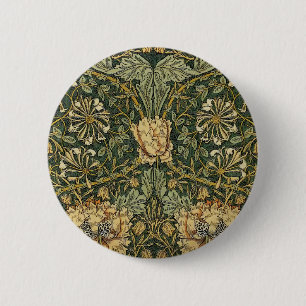 William Morris Honeysuckle Green Yellow Button