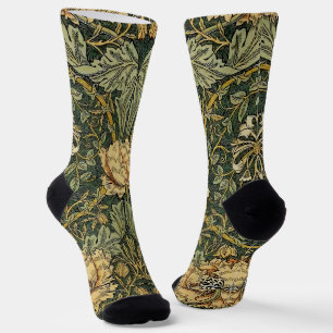 William Morris Honeysuckle Green Yellow Socken