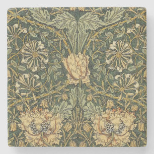 William Morris Honeysuckle Green Yellow Steinuntersetzer
