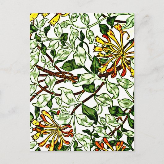 William Morris - Honeysuckle, grün und gelb Postkarte (Vorderseite)