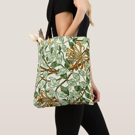 William Morris - Honeysuckle in Green und Gold Tasche (Von Nahem)