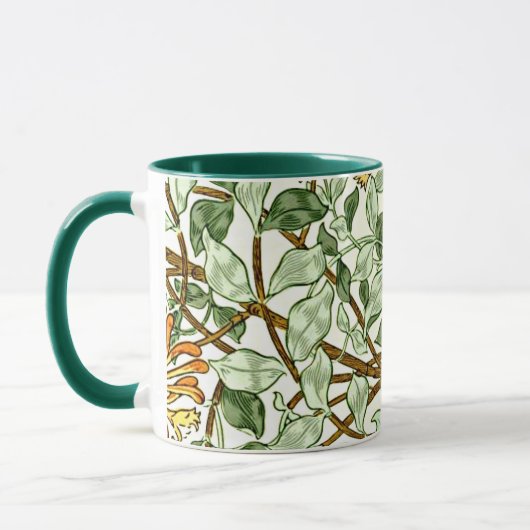 William Morris - Honeysuckle in Green und Gold Tasse (Links)