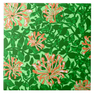 William Morris Honeysuckle, Peach und Green Fliese
