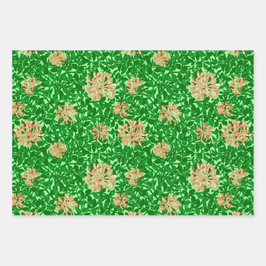 William Morris Honeysuckle, Pink. Rot, Pfirsich Geschenkpapier Set (Vorderseite 3)