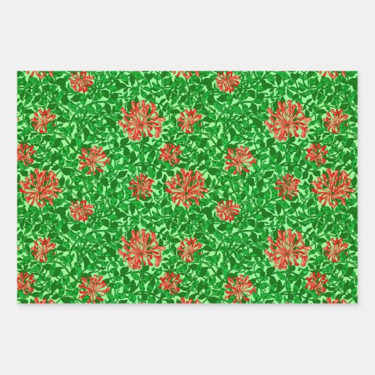 William Morris Honeysuckle, Pink. Rot, Pfirsich Geschenkpapier Set (Vorderseite 2)