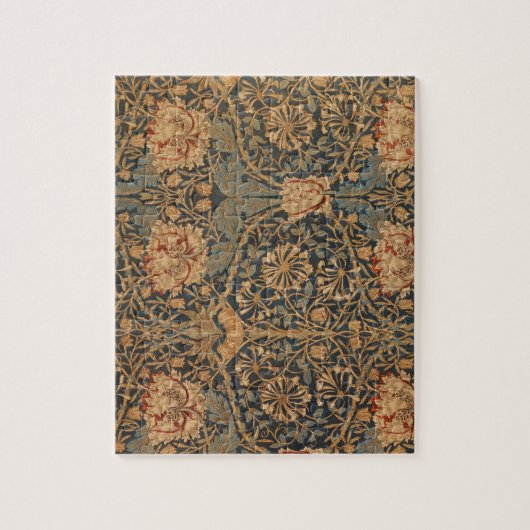 William Morris Honeysuckle Rich Red Dark Blue Puzzle (Vertikal)