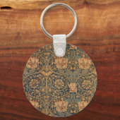 William Morris Honeysuckle Rich Red Dark Blue Schlüsselanhänger (Vorderseite)