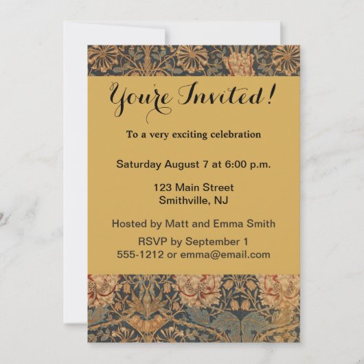 William Morris Honeysuckle Rich Wallpaper Einladung (Vorderseite)