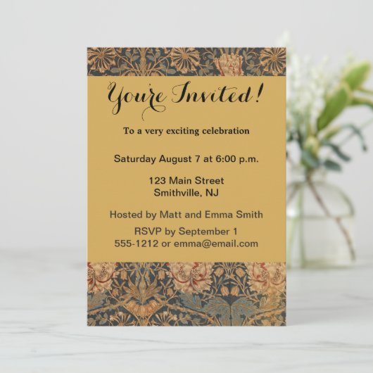 William Morris Honeysuckle Rich Wallpaper Einladung (Stehend Vorderseite)