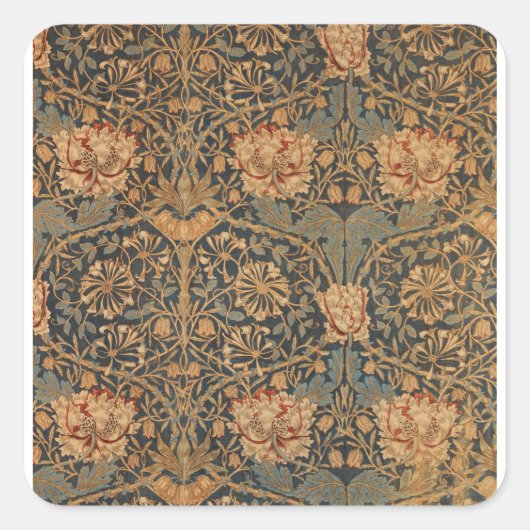 William Morris Honeysuckle Rich Wallpaper Quadratischer Aufkleber (Vorderseite)