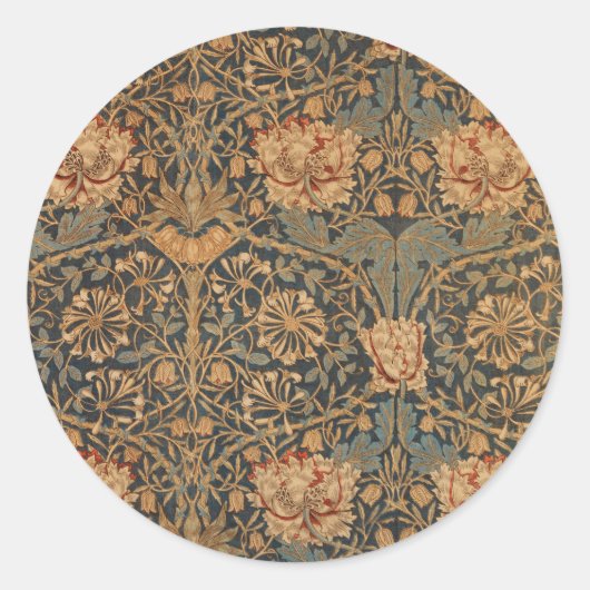 William Morris Honeysuckle Rich Wallpaper Runder Aufkleber (Vorderseite)