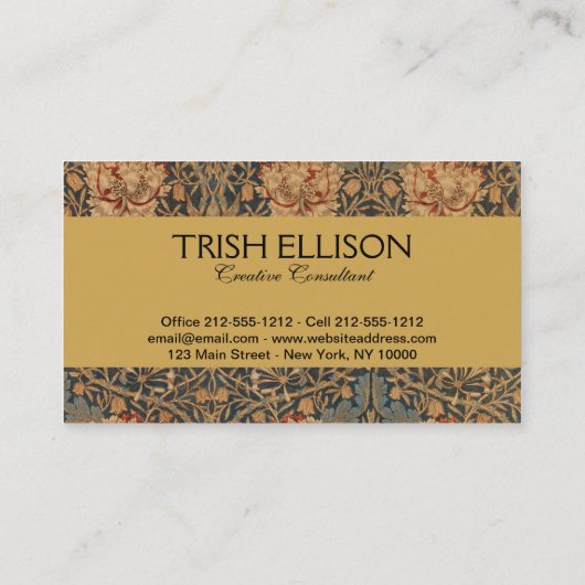 William Morris Honeysuckle Rich Wallpaper Visitenkarte (Rückseite)