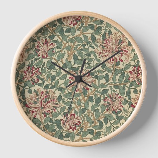 William Morris - Honeysuckle Rose & Blätter Uhr (Vorderseite)