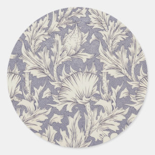 William Morris Horn Mohn Wallpaper-Druck: Vintage Runder Aufkleber