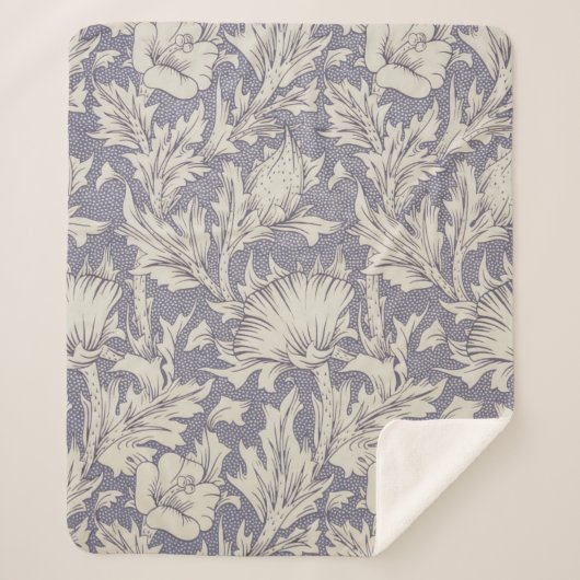 William Morris Horn Poppy Classic Floral Sherpadecke (Vorderseite)