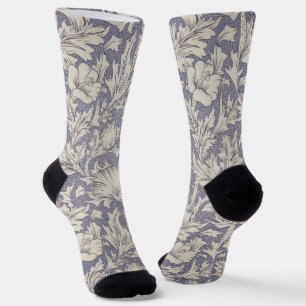 William Morris Horn Poppy Classic Floral Socken