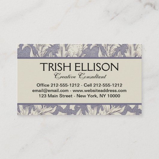 William Morris Horn Poppy Classic Floral Visitenkarte (Rückseite)