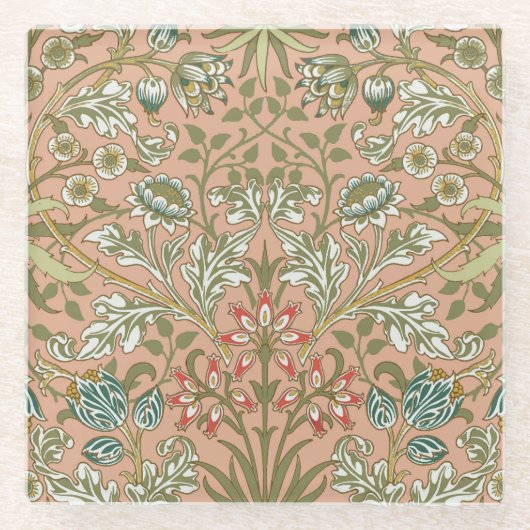 William Morris Hyacinth Blume Rose Glasuntersetzer (Vorderseite)
