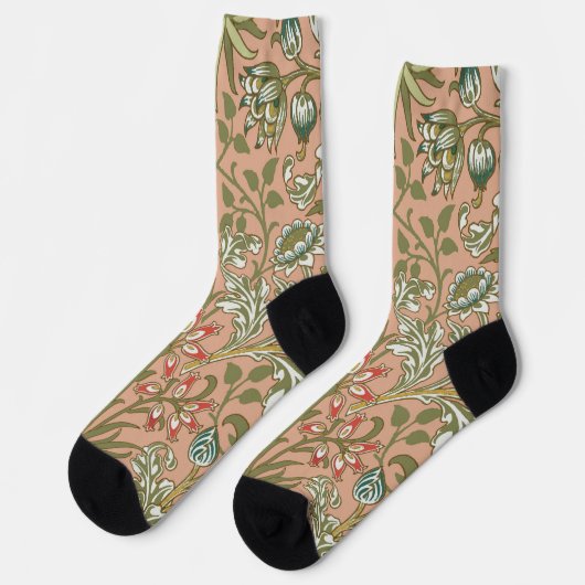 William Morris Hyacinth Blume Rose Socken (Linkes Detail)
