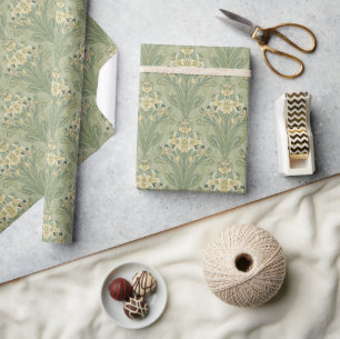 William Morris Hyacinth Blumengrünes Muster Geschenkpapier