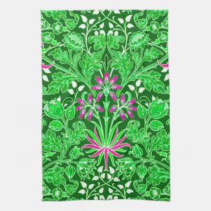 William Morris Hyacinth-Druck in Limettengrün und Geschirrtuch