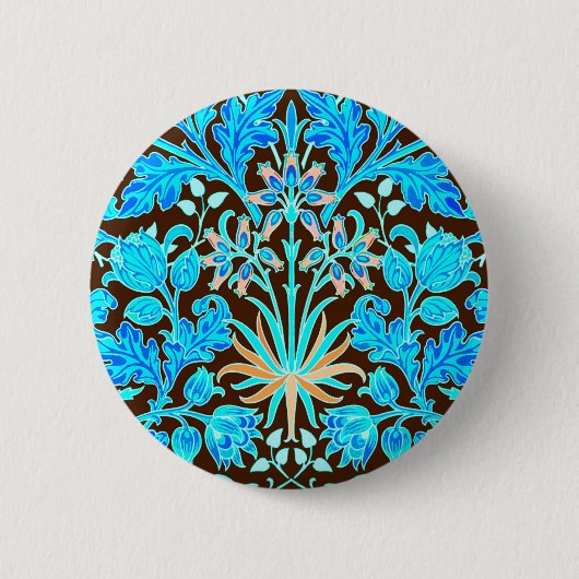 William Morris Hyacinth Print, Aqua und Brown Button (Vorderseite)