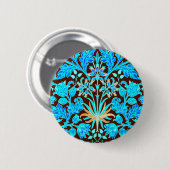 William Morris Hyacinth Print, Aqua und Brown Button (Vorne & Hinten)