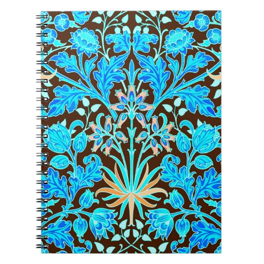 William Morris Hyacinth Print, Aqua und Brown Notizblock (Vorderseite)