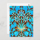 William Morris Hyacinth Print, Aqua und Brown Postkarte (Vorne/Hinten)