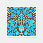 William Morris Hyacinth Print, Aqua und Brown Serviette (Vorderseite)