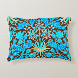William Morris Hyacinth Print, Aqua und Brown Zierkissen