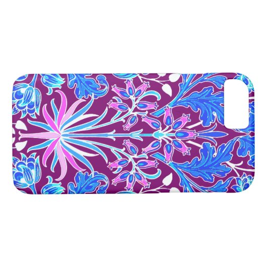 William Morris Hyacinth Print, Aqua und Lila Case-Mate iPhone Hülle (Rückseite (Horizontal))
