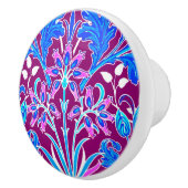 William Morris Hyacinth Print, Aqua und Lila Keramikknauf (Rechts)