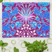William Morris Hyacinth Print, Aqua und Lila Küchentuch (Gefaltet)