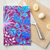 William Morris Hyacinth Print, Aqua und Lila Küchentuch (Viertel Falte)