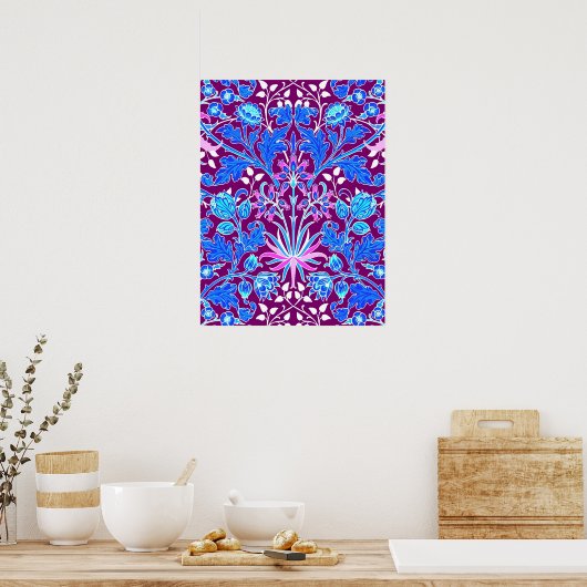 William Morris Hyacinth Print, Aqua und Lila Poster (Küche)