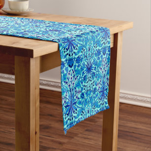 William Morris Hyacinth Print, Aqua und Türkis Kurzer Tischläufer