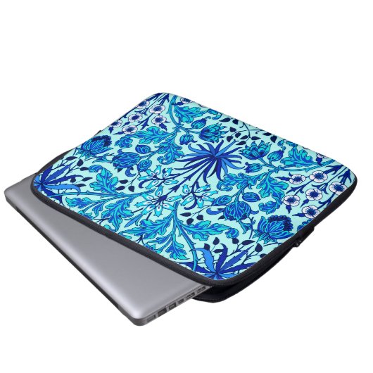 William Morris Hyacinth Print, Aqua und Türkis Laptopschutzhülle (Vorne Knopf)