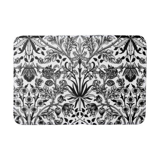William Morris Hyacinth Print, Black, White & Gray Badematte (Vorderseite)