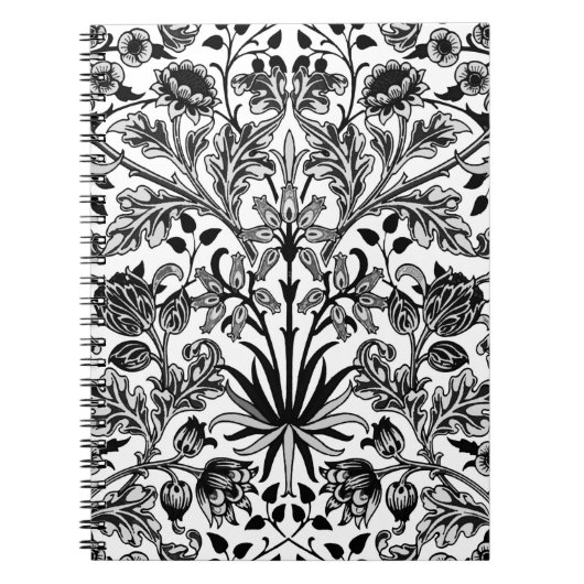 William Morris Hyacinth Print, Black, White & Grey Notizblock (Vorderseite)