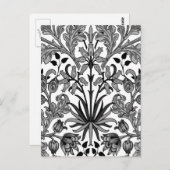 William Morris Hyacinth Print, Black, White & Grey Postkarte (Vorne/Hinten)