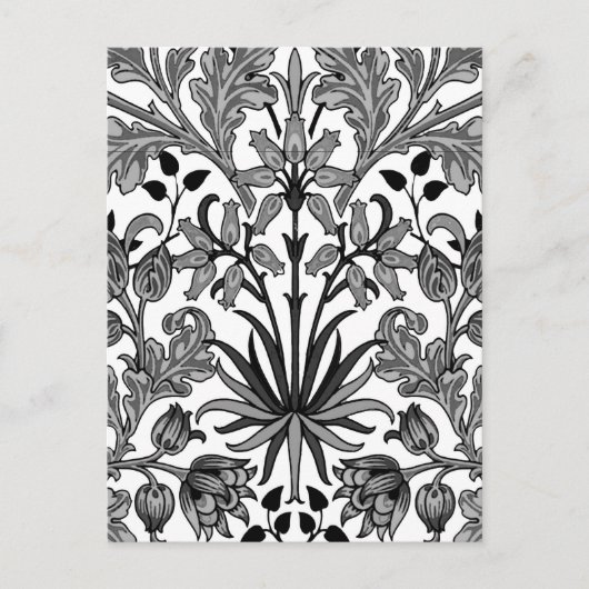 William Morris Hyacinth Print, Black, White & Grey Postkarte (Vorderseite)