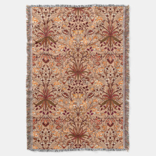 William Morris Hyacinth Print, Brown und Beige Decke