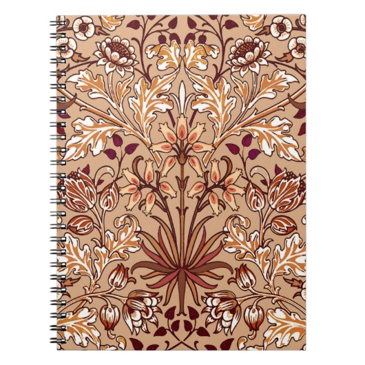 William Morris Hyacinth Print, Brown und Beige Notizblock (Vorderseite)