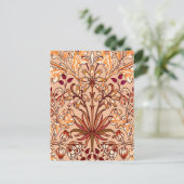 William Morris Hyacinth Print, Brown und Beige Postkarte (Stehend Vorderseite)