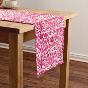 William Morris Hyacinth Print, Burgundy und Pink Kurzer Tischläufer