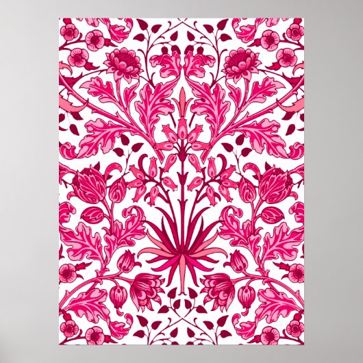 William Morris Hyacinth Print, Burgundy und Pink Poster (Vorne)