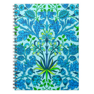 William Morris Hyacinth Print, Cerulean Blue Notizblock